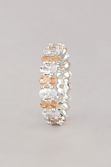 White Finish Champagne Zircon Stackable Ring