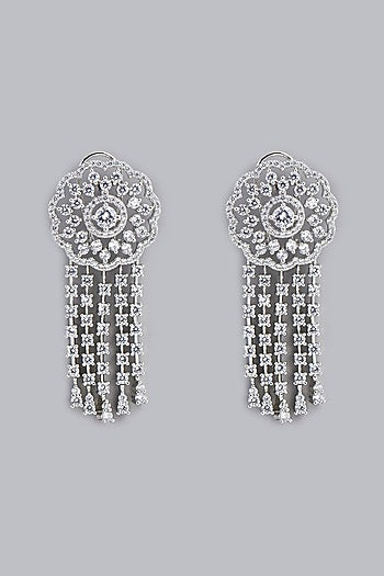 White Finish Zircon Dangler Earrings