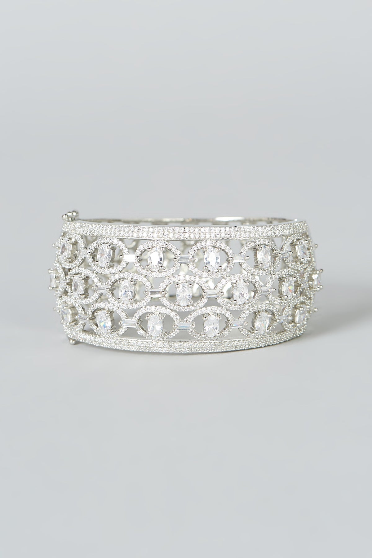 White Finish Faux Diamond Bracelet