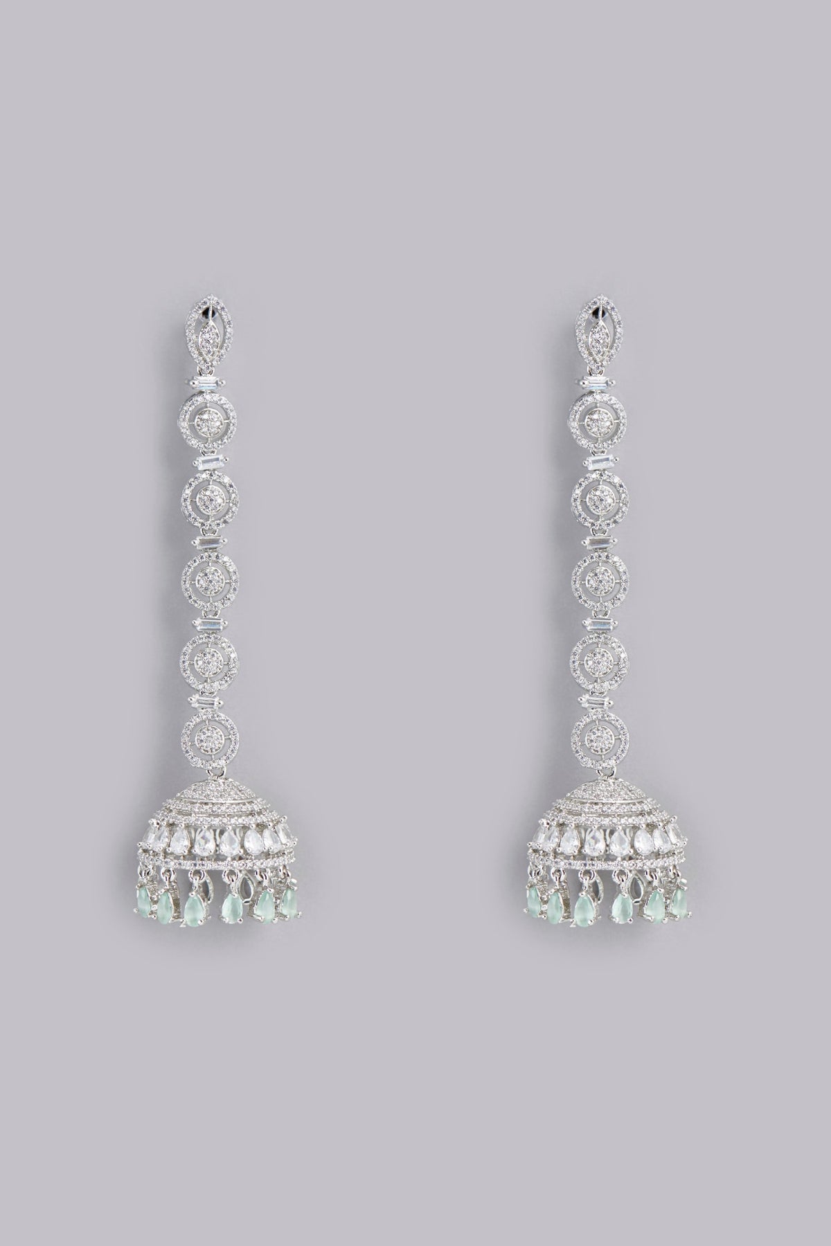 White Finish Dangler Earrings In Mixed Metal