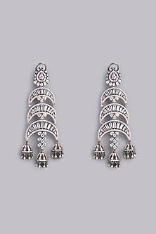 Two Tone Finish Zircon Dangler Earrings