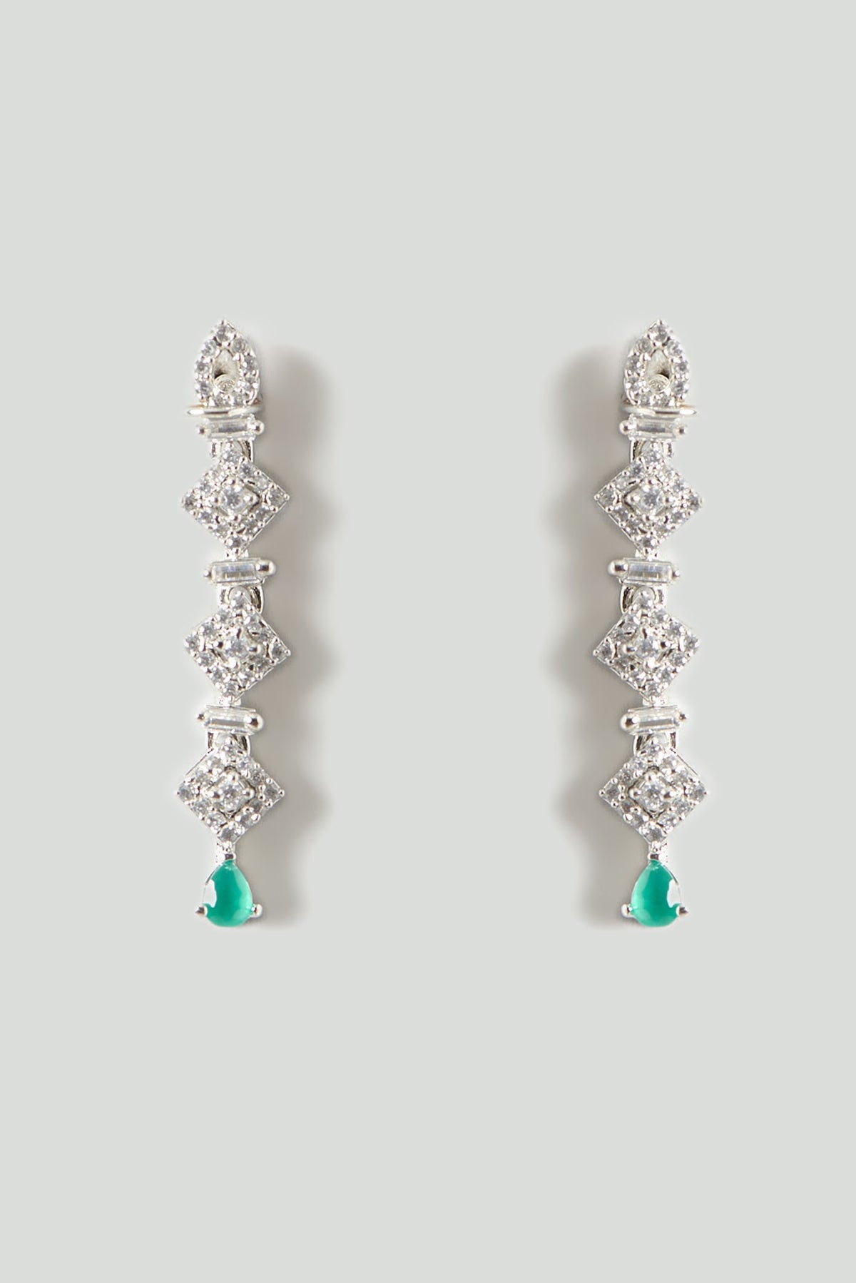 White Finish Emerald & Zircon Necklace Set