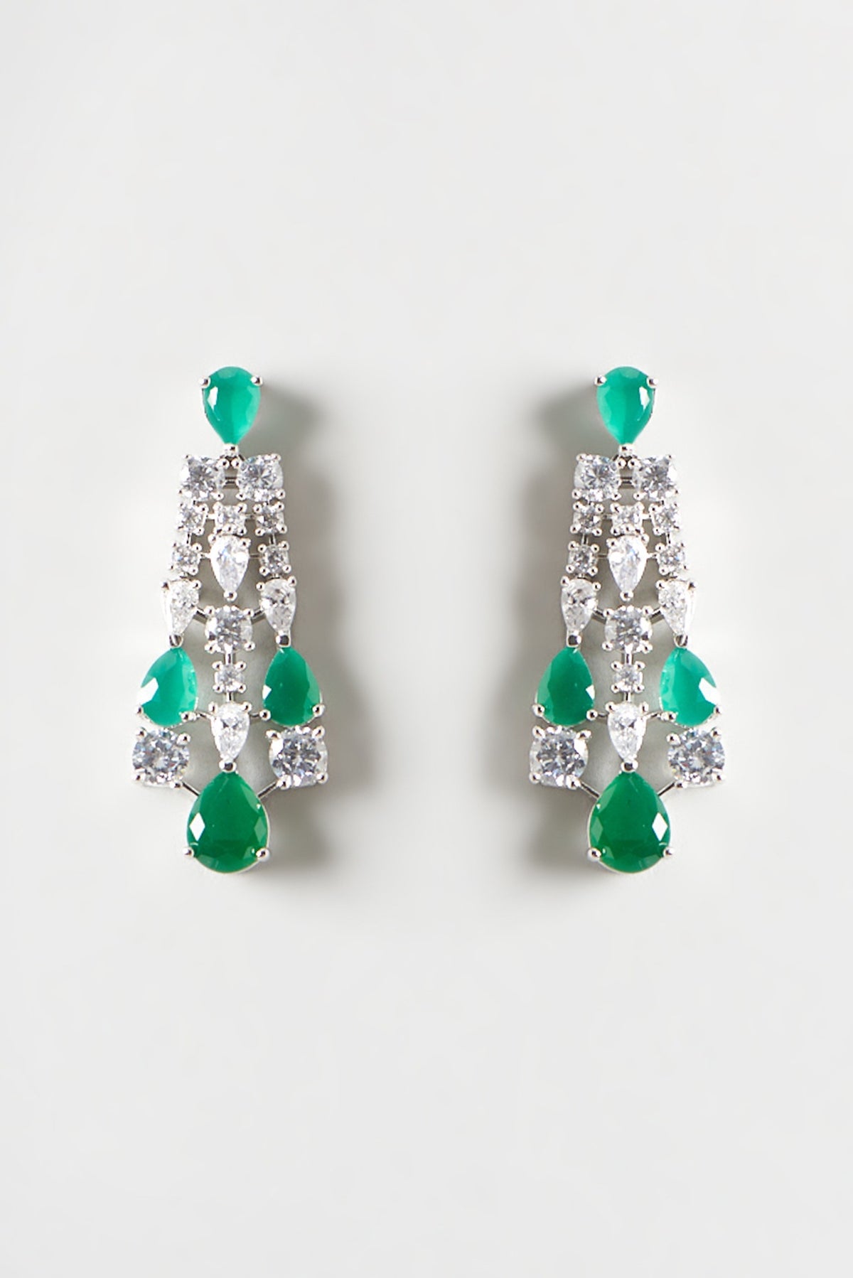White Finish Emerald & Zircon Necklace Set