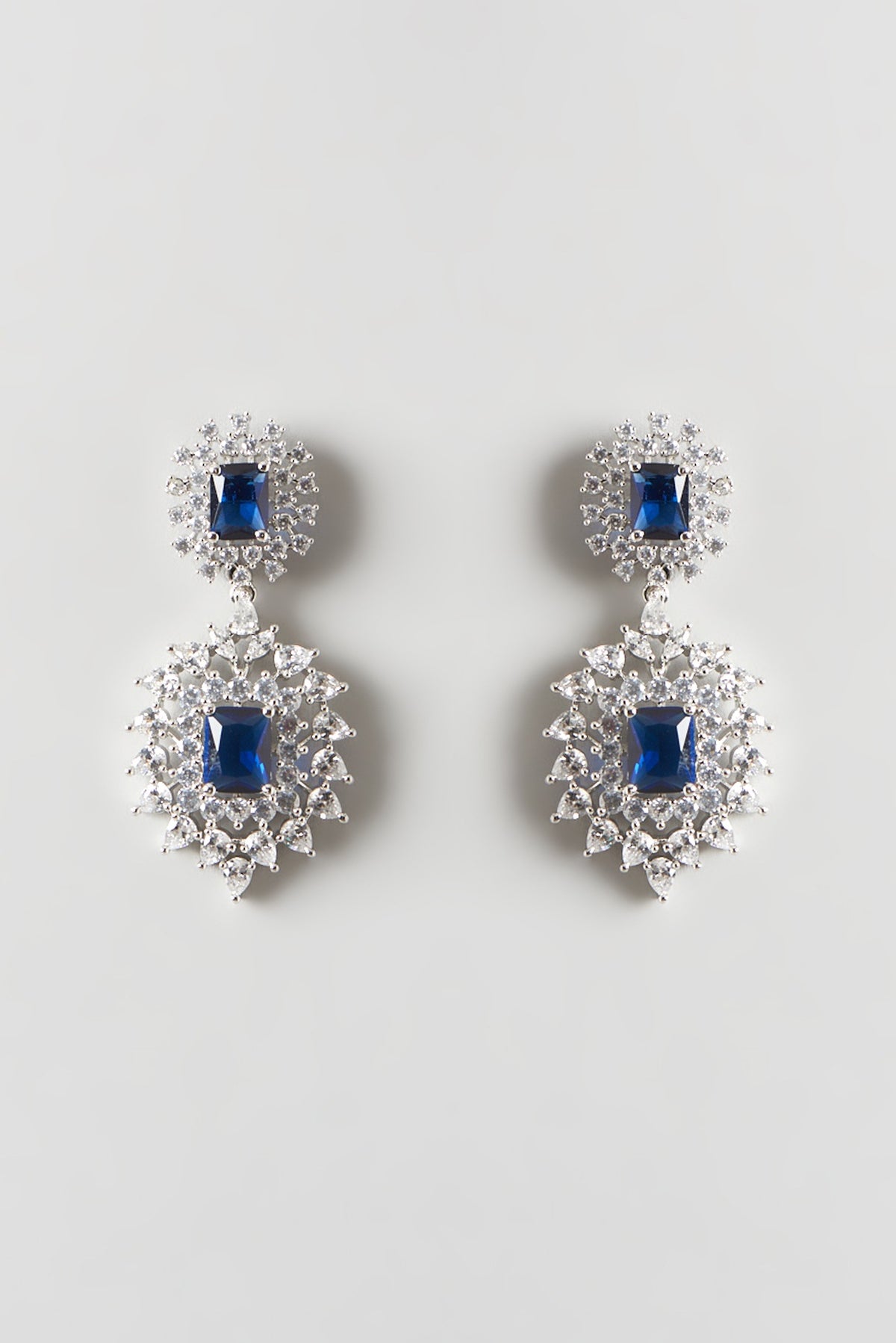 White Finish Sapphire & Zircon Necklace Set