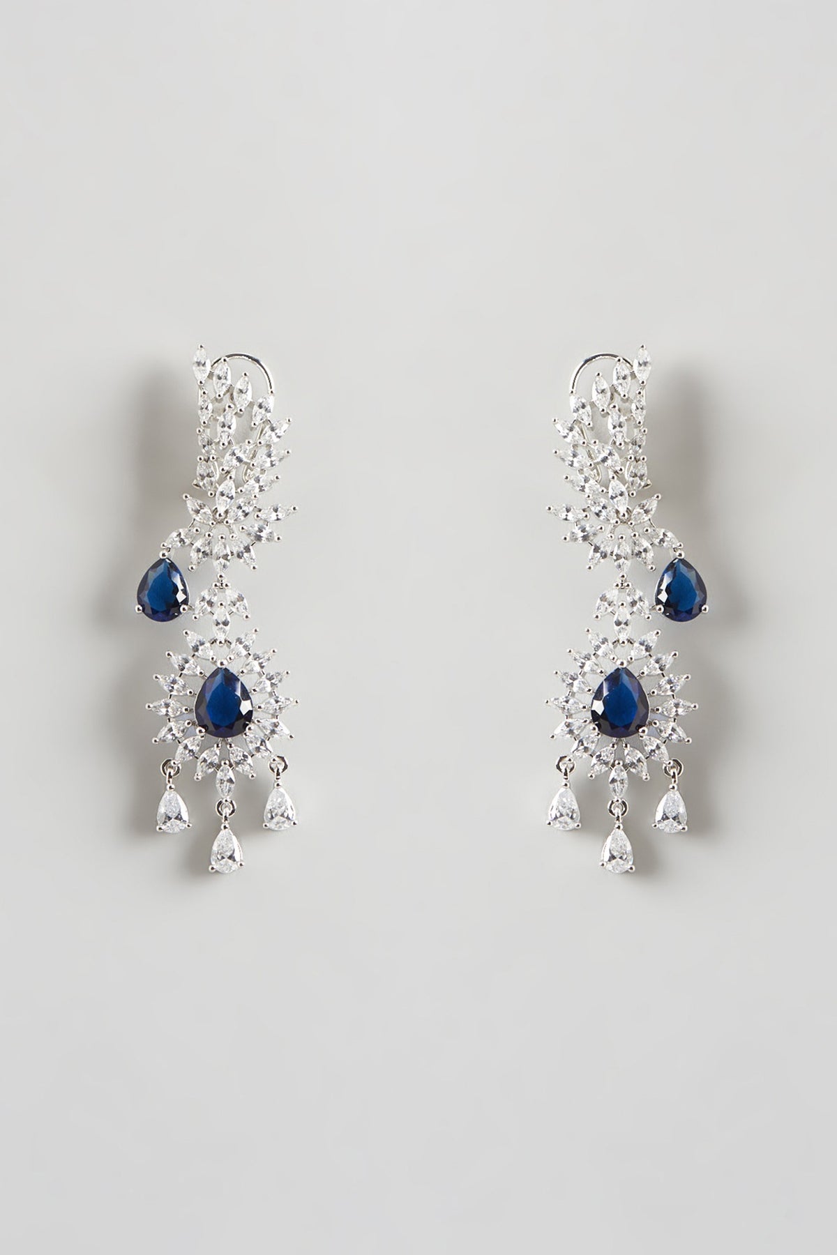 White Finish Sapphire & Zircon Necklace Set