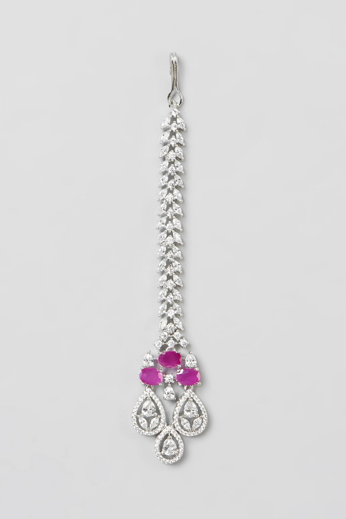 White Finish Ruby Stone & Zircon Choker Necklace Set