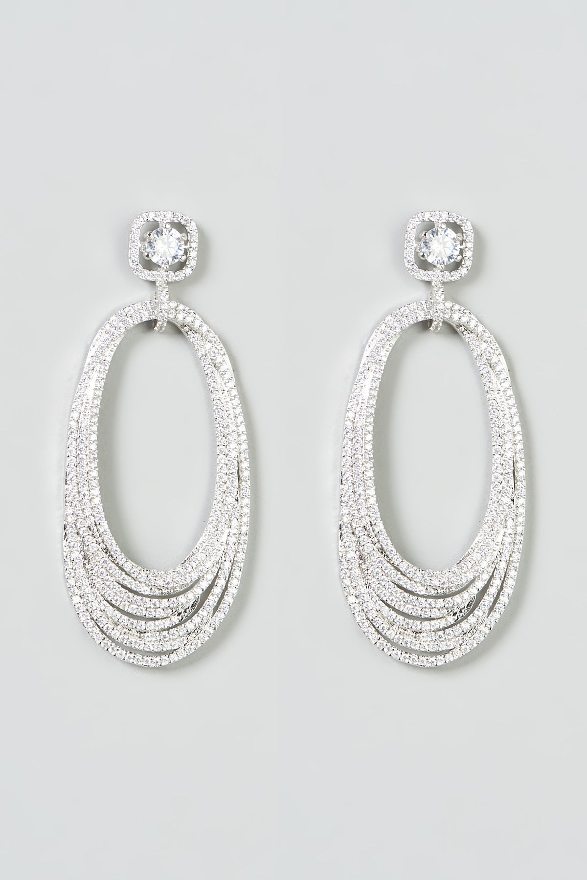 White Finish Zircon Dangler Earrings
