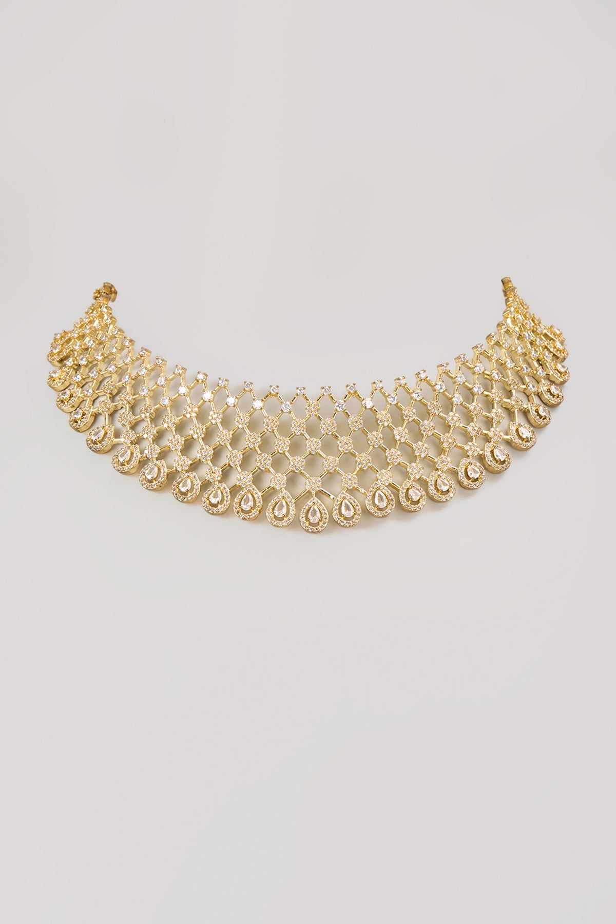 Gold Finish Diamond Choker Necklace