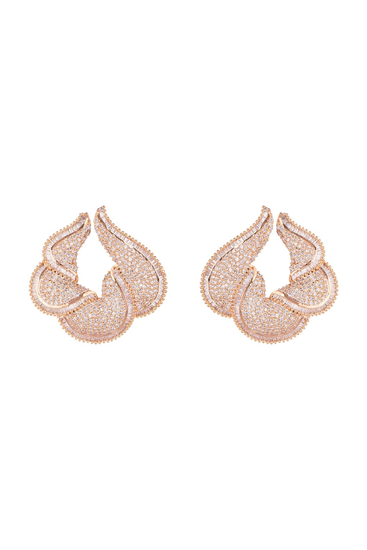 Gold Finish Faux Diamonds Earrings