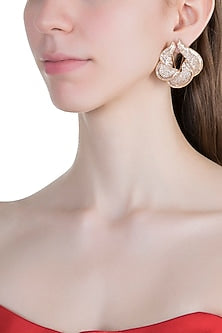 Gold Finish Faux Diamonds Earrings