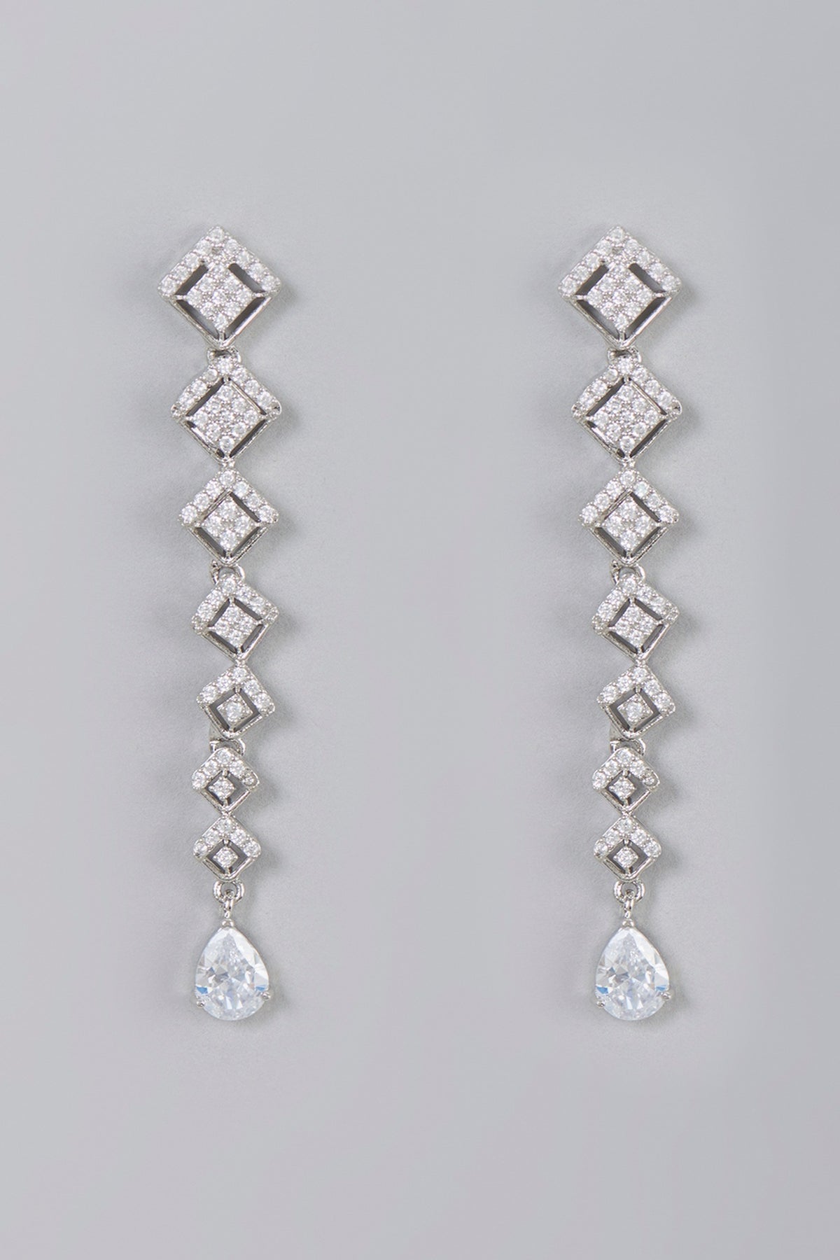 White Finish Zircon Dangler Earrings