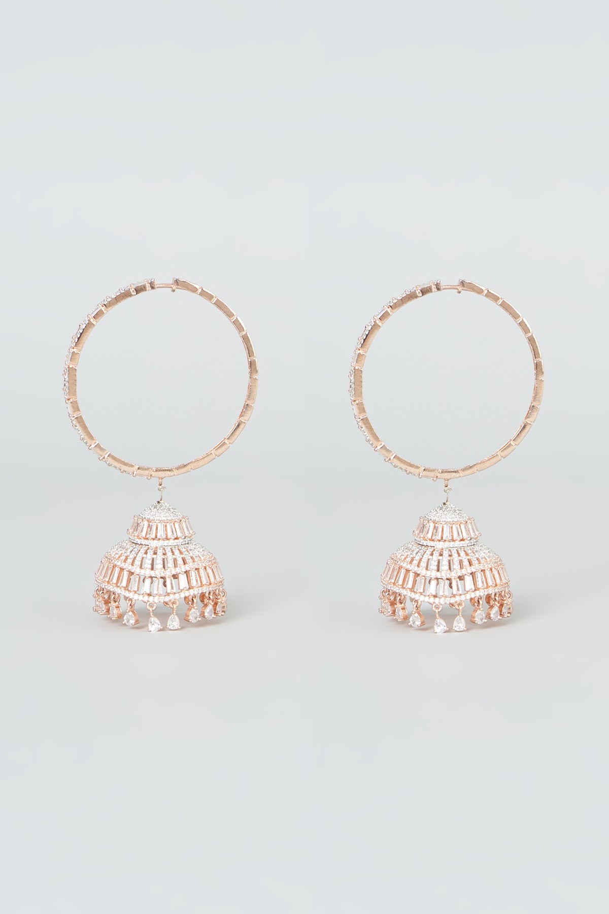 Rose Gold Finish Zircon Dangler Earrings