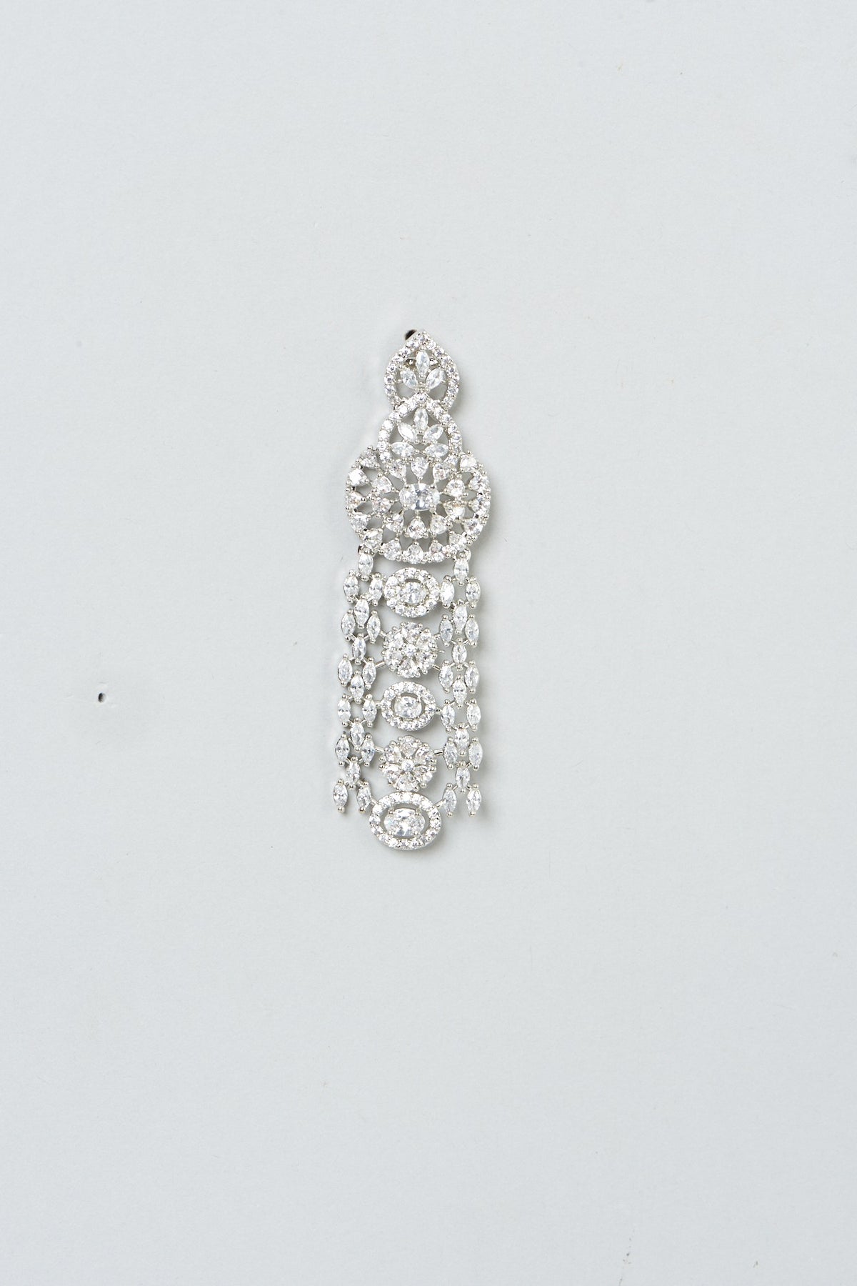 White Finish Zircon Dangler Earrings