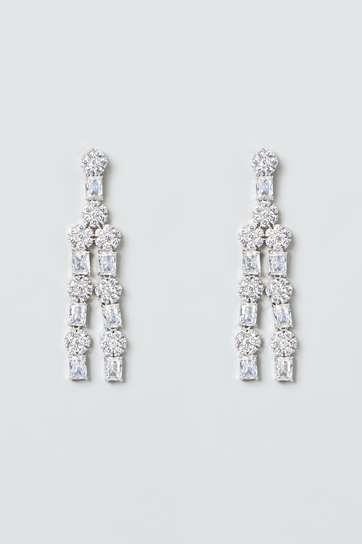 White Finish Zircons Layered Necklace Set