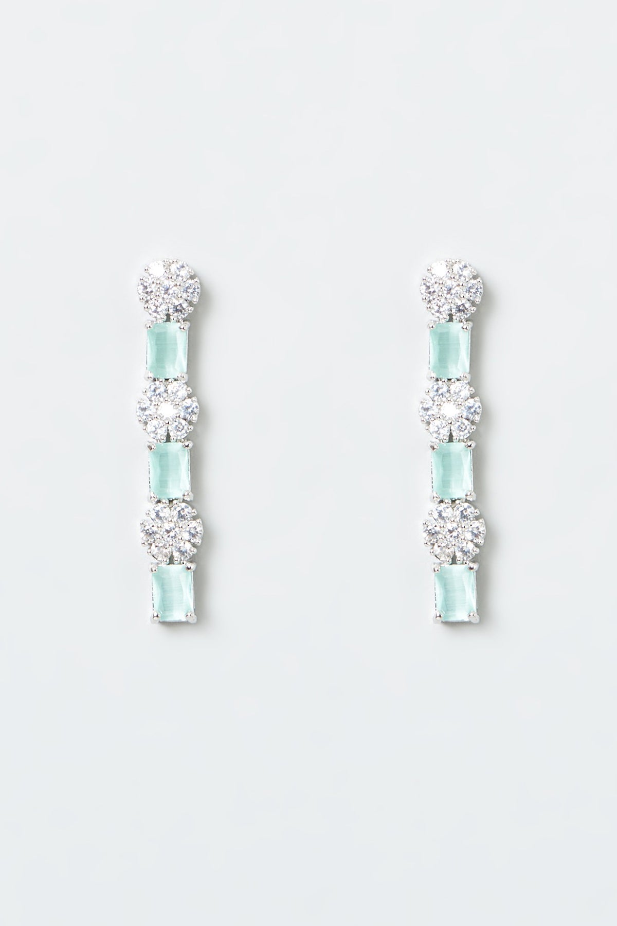 White Finish Zircon & Turquoise Stone Necklace Set