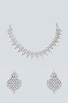 White Finish Zircon Choker Necklace Set