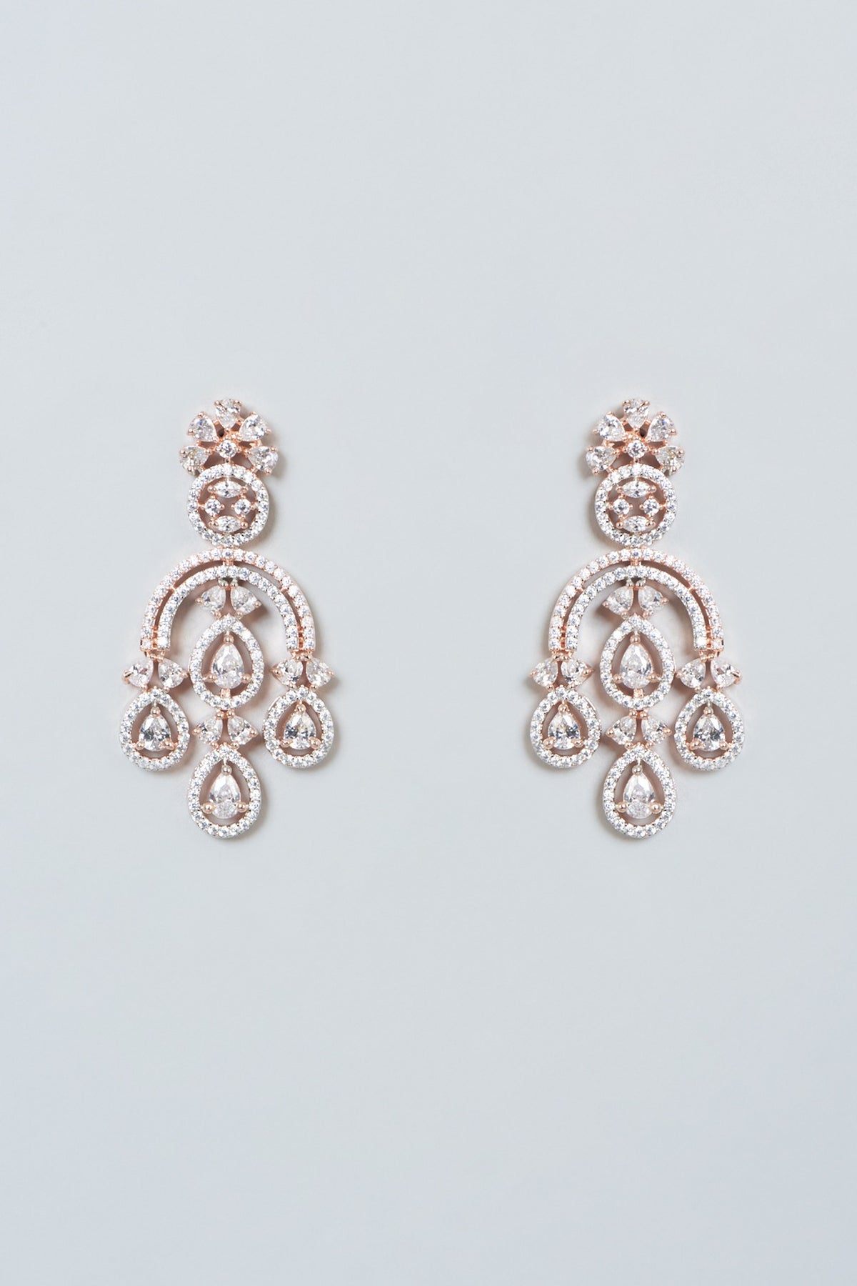 Rose Gold Finish Zircon Dangler Earrings