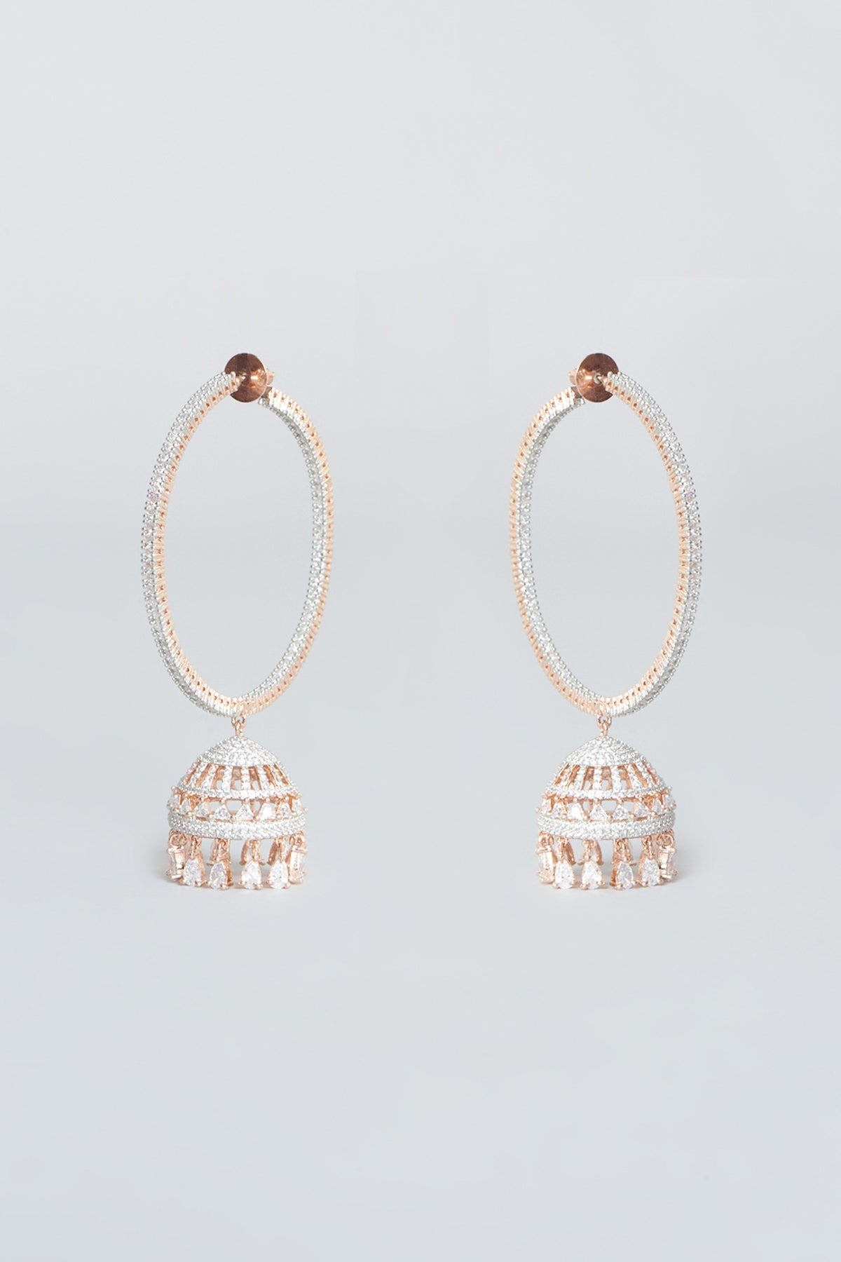 Rose Gold Finish Zircon Dangler Earrings