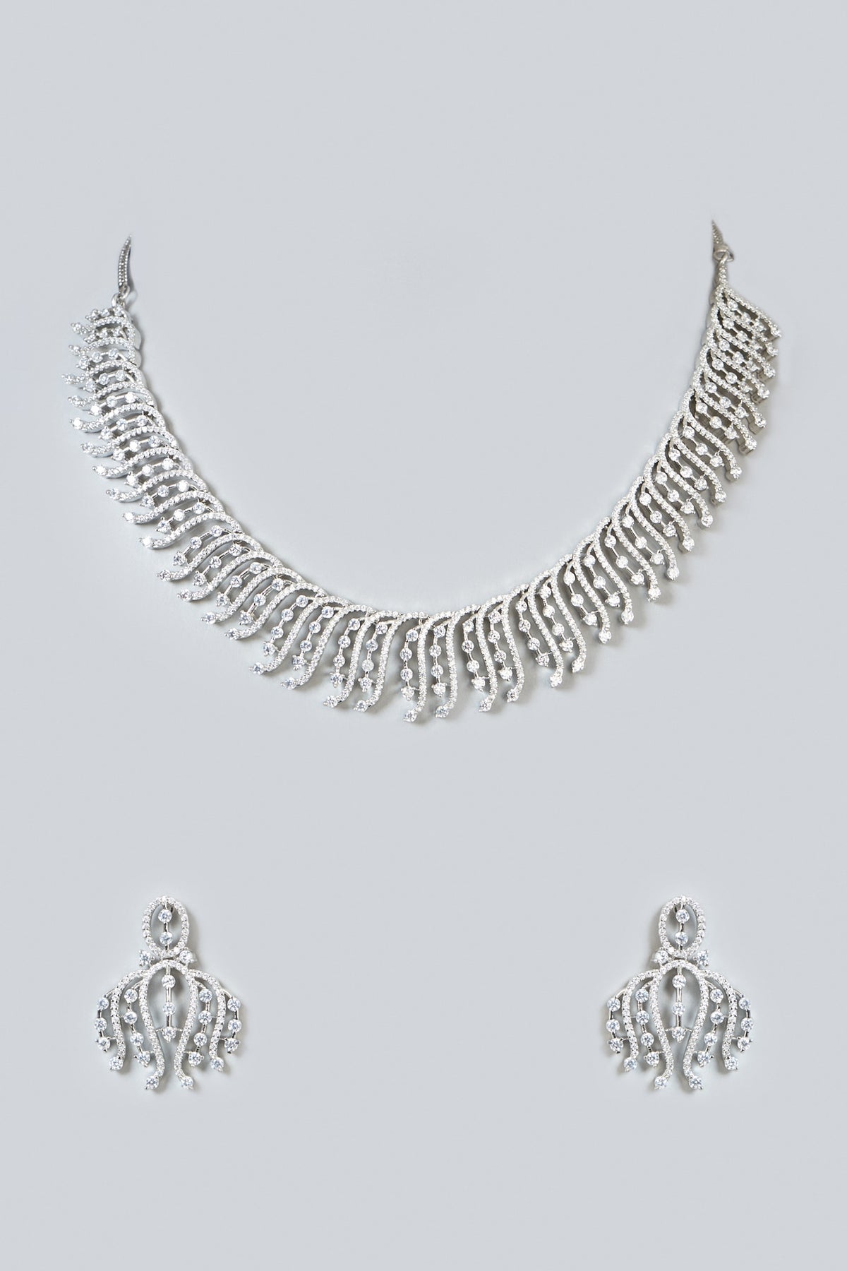 White Finish Zircon Necklace Set