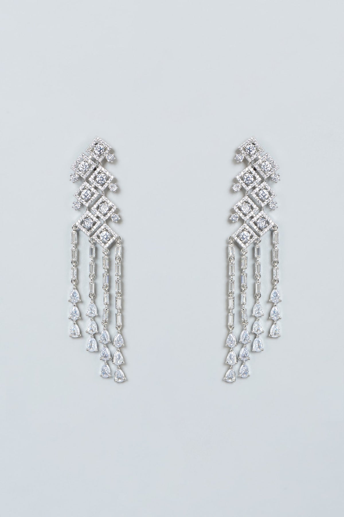 White Finish Zircon Dangler Earrings