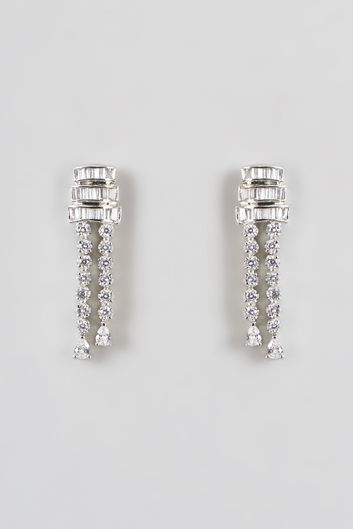 White Finish Zircon Layered Necklace Set