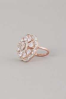 Rose Gold Finish Zircons Ring