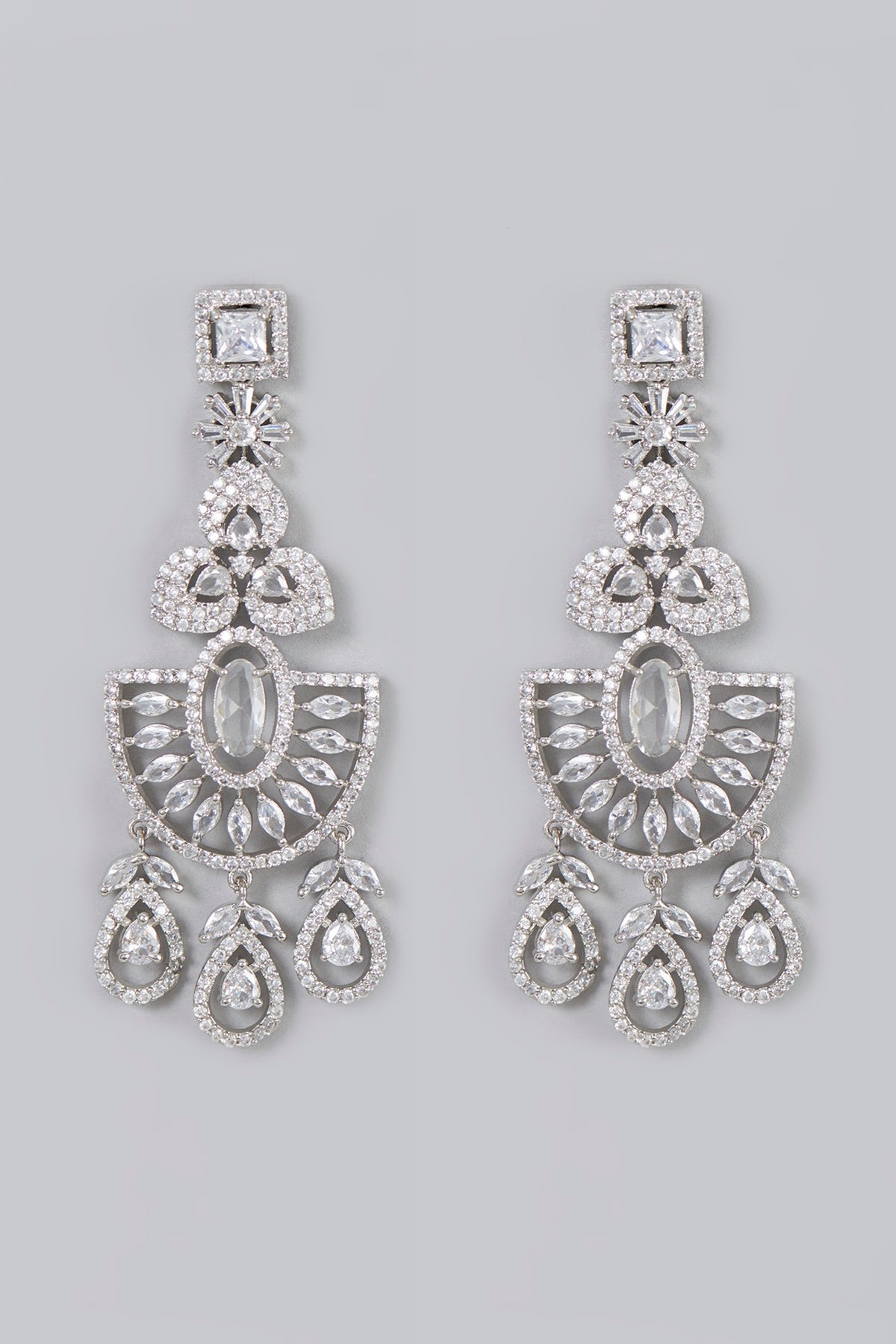 White Finish Zircon Dangler Earrings