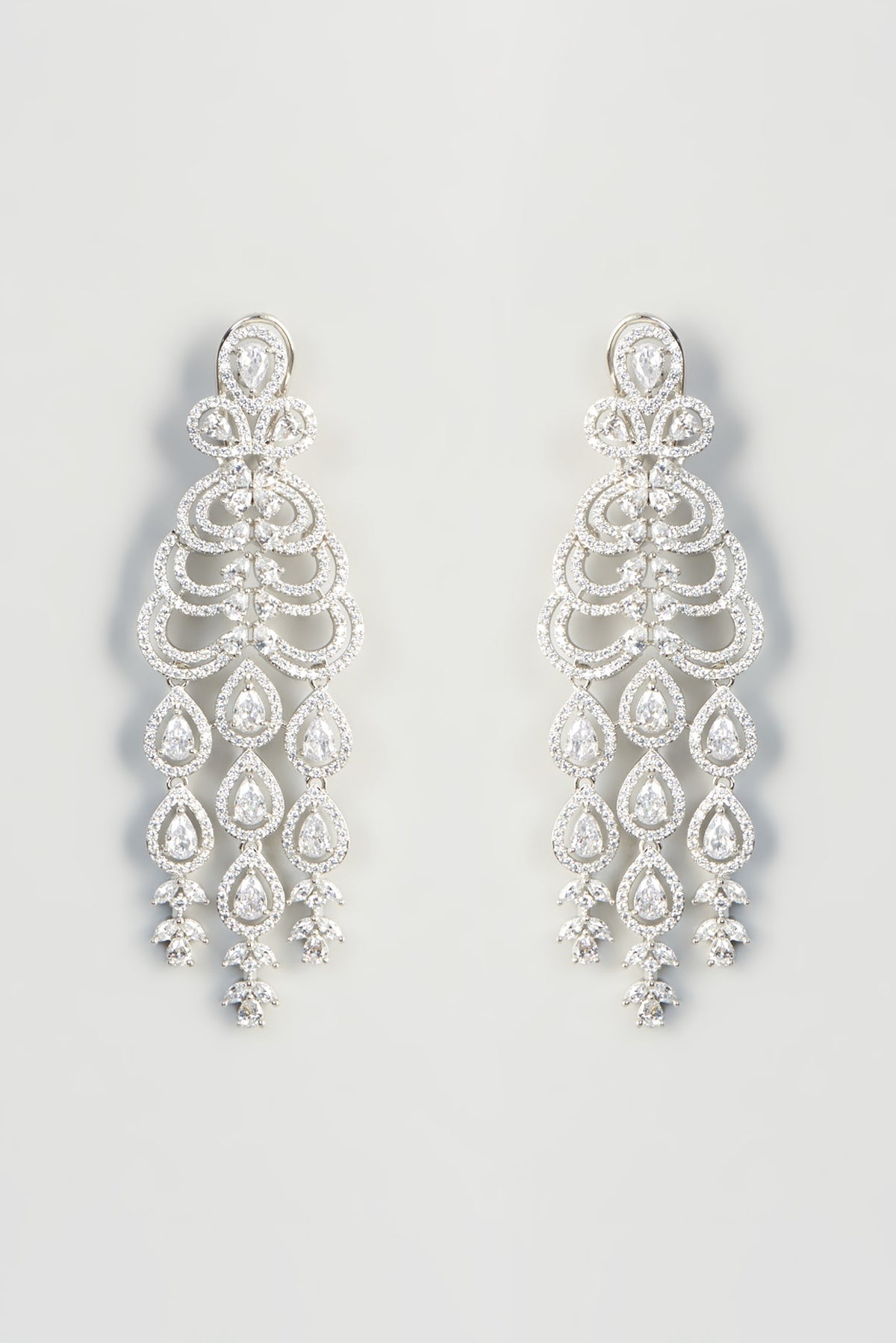 White Finish Zircon Dangler Earrings