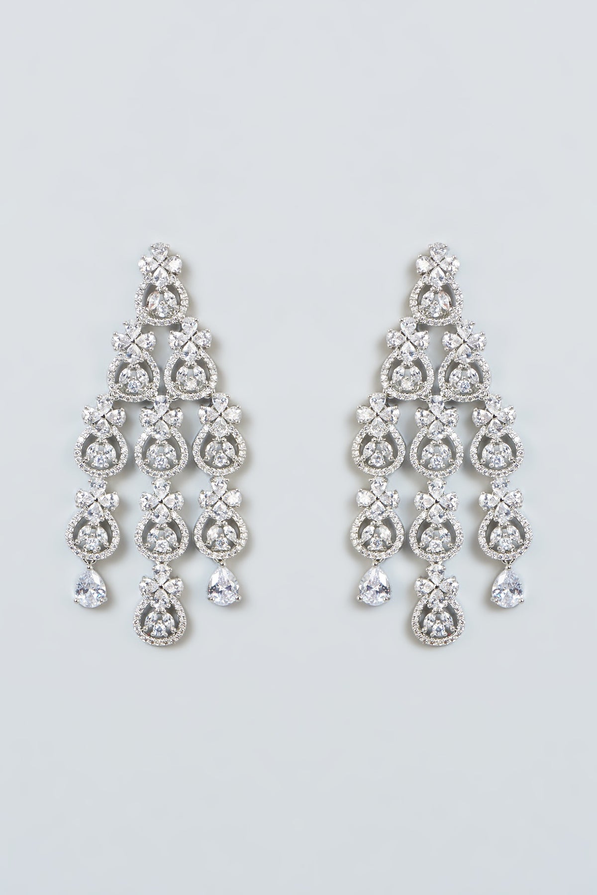 White Finish Zircon Dangler Earrings