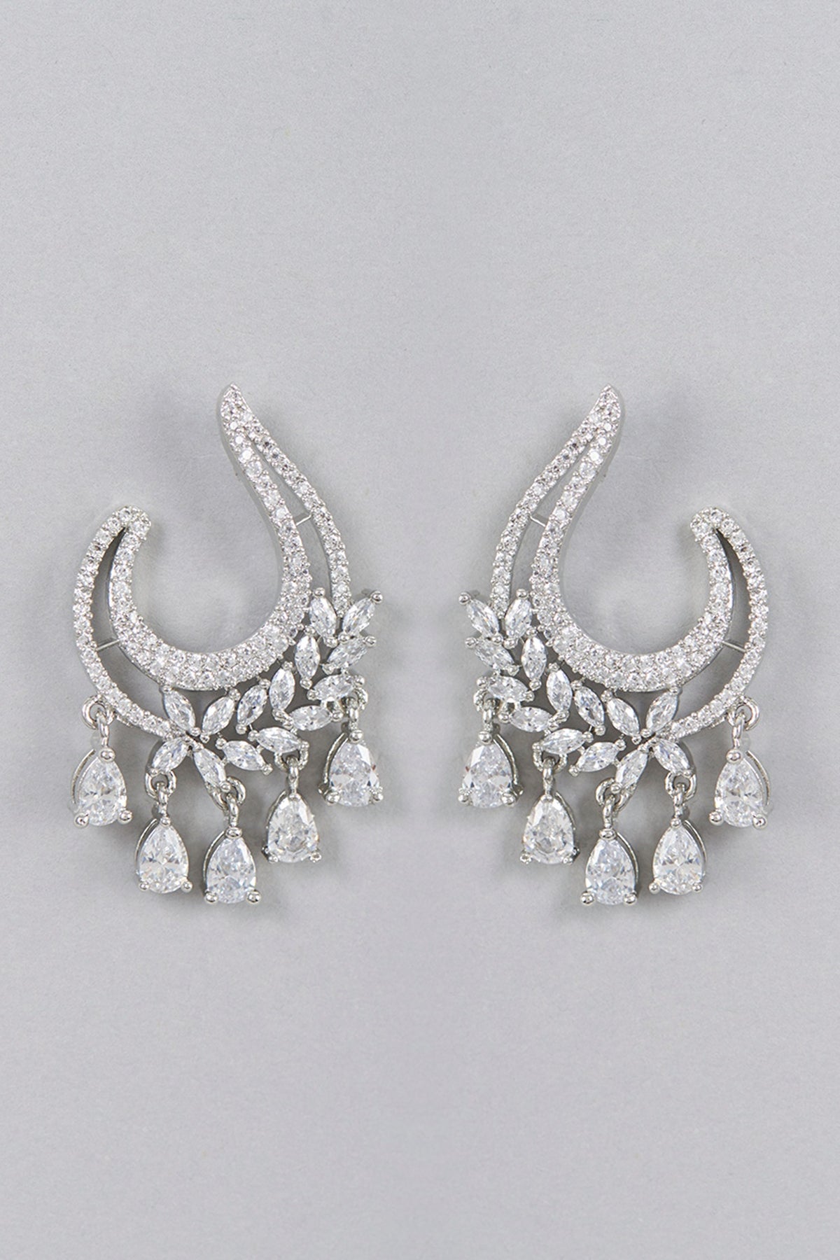 White Finish Zircon Dangler Earrings