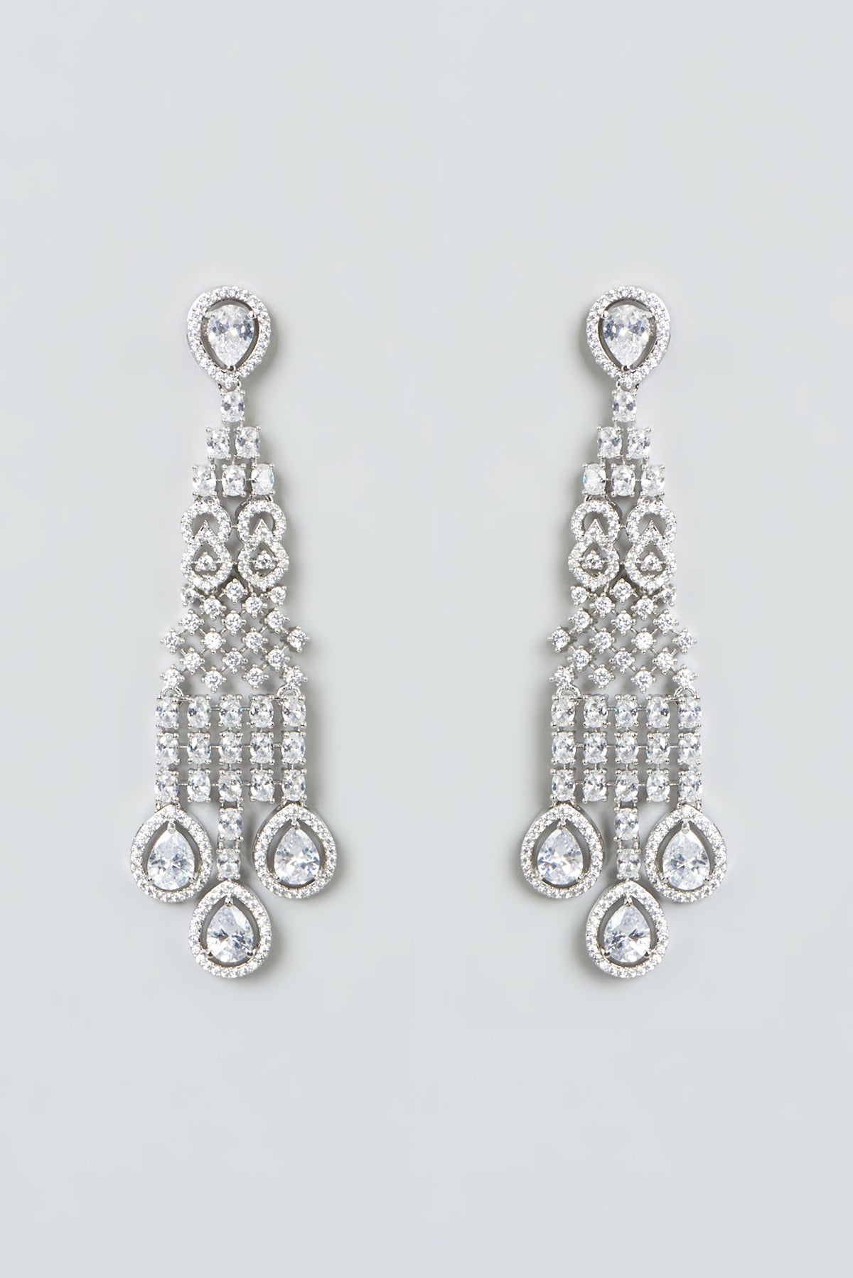 White Finish Zircon Dangler Earrings