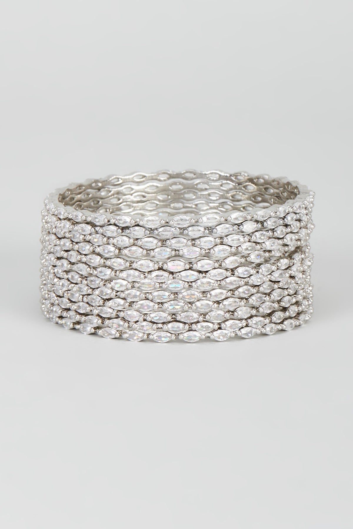 White Finish Zircon Bangles (Set of 12)