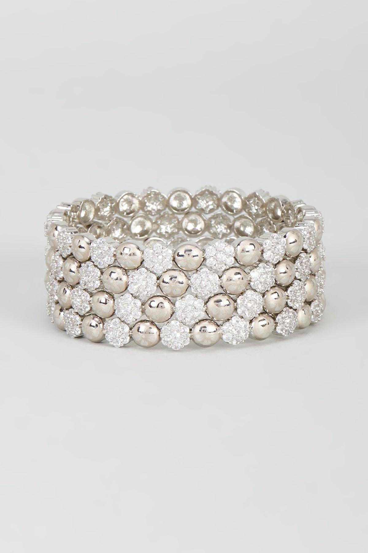 White Finish Zircon Bangles (Set of 4)
