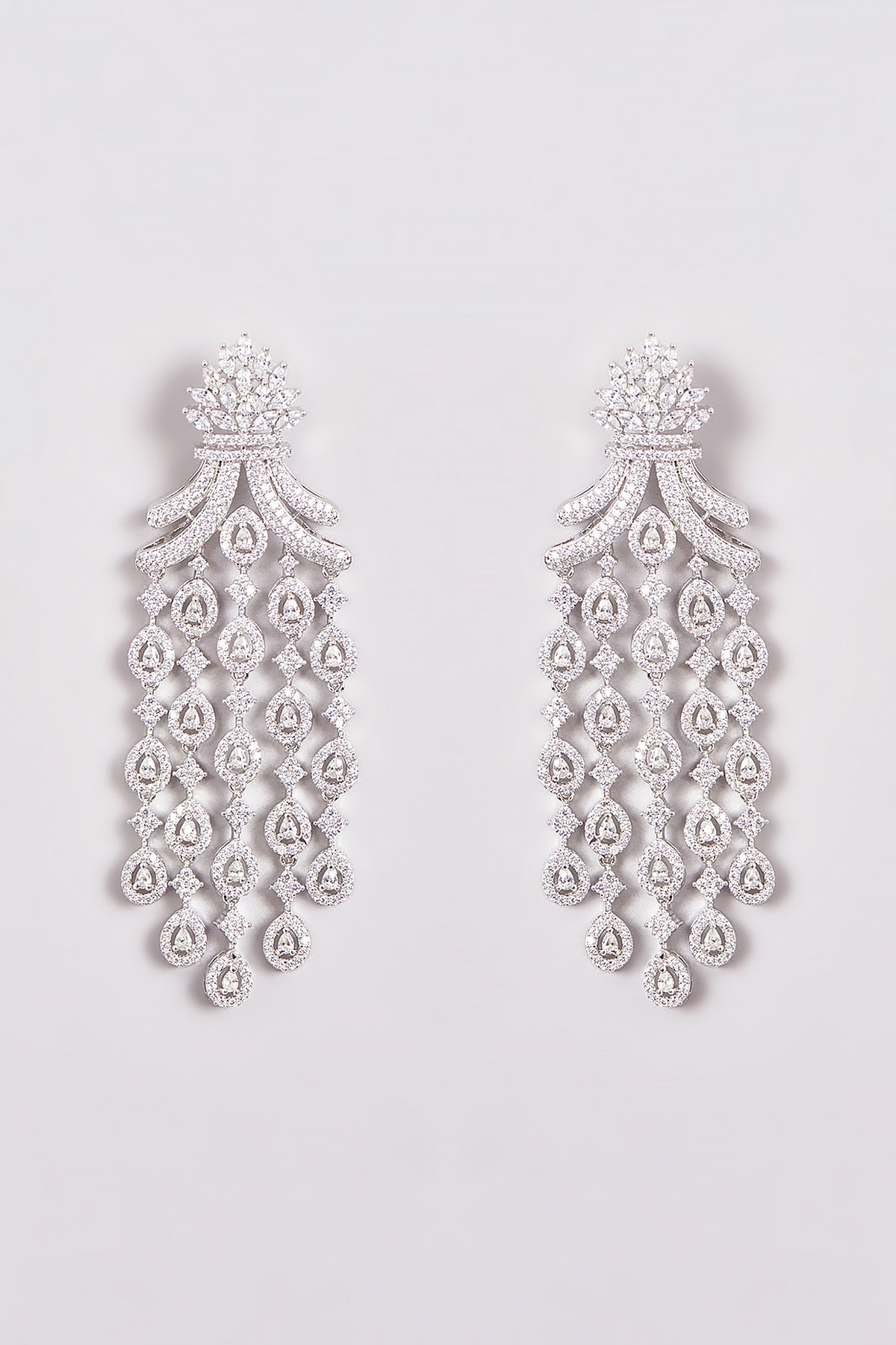 White Finish Zircon Dangler Earrings