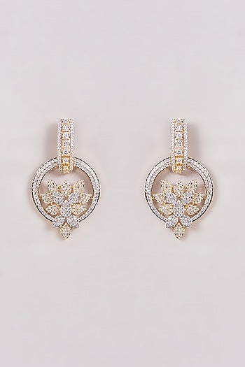 Two Tone Finish Zircon Dangler Earrings