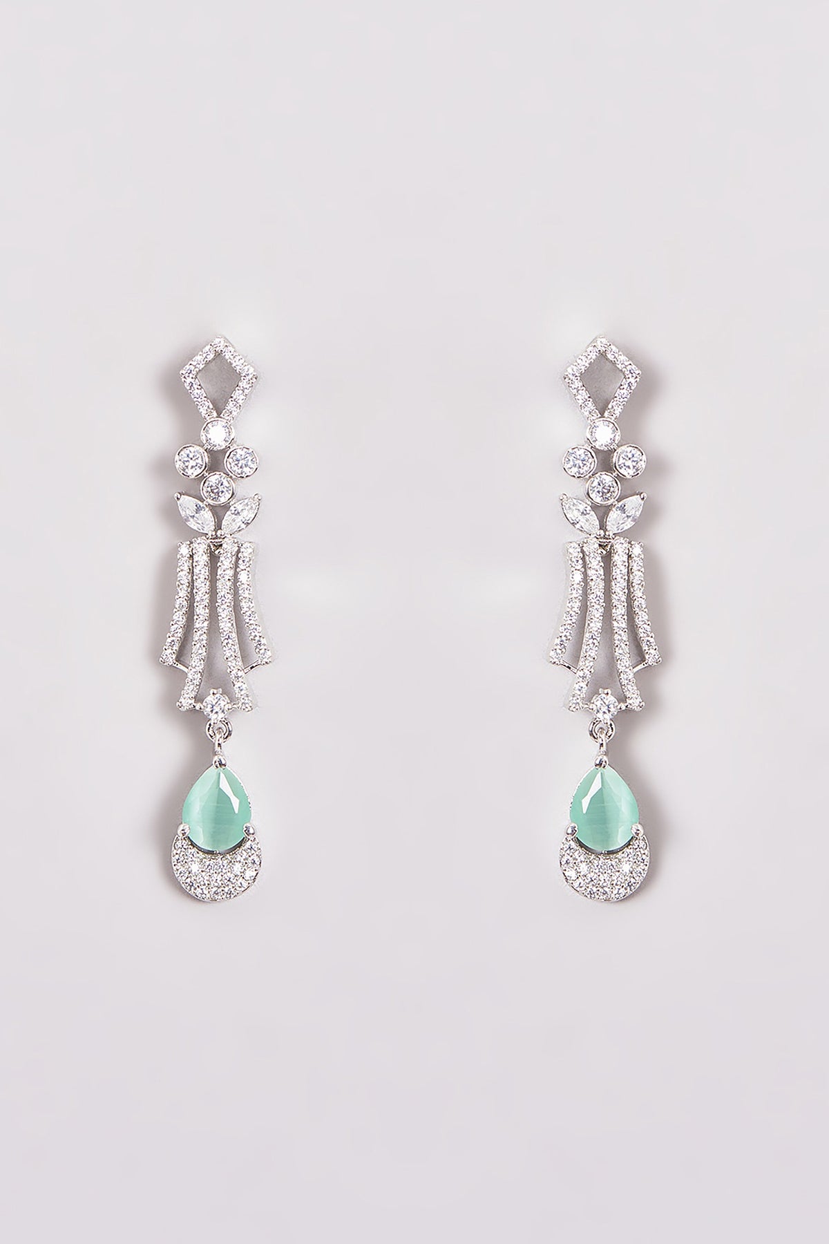 White Finish Zircon & Multi-Colored Stone Necklace Set