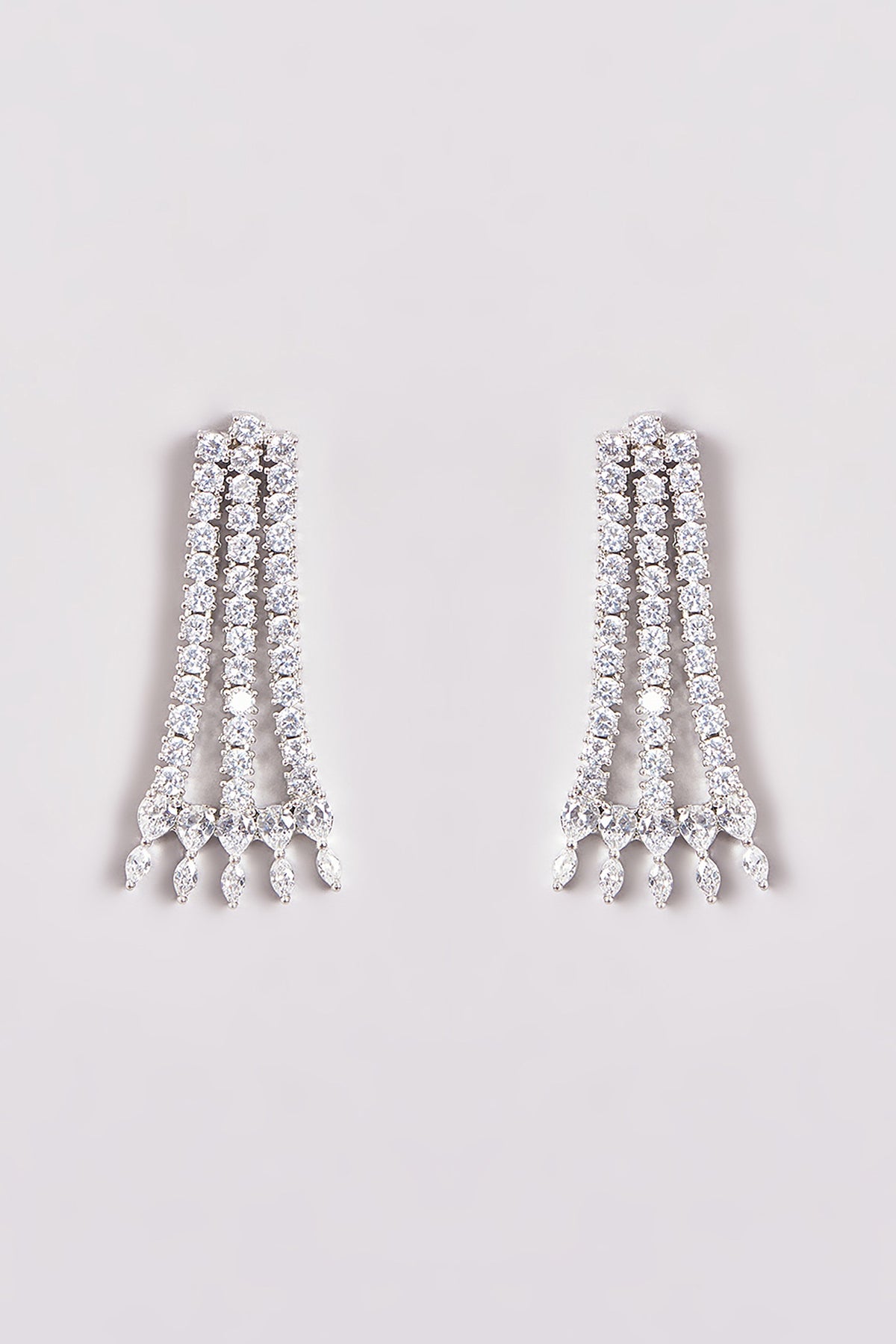 White Finish Zircon Layered Necklace Set