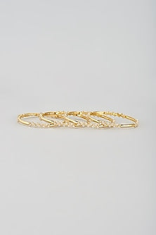 Gold Finish Zircon Bangles (Set of 4)
