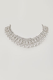 White Finish Synthetic Stone Necklace