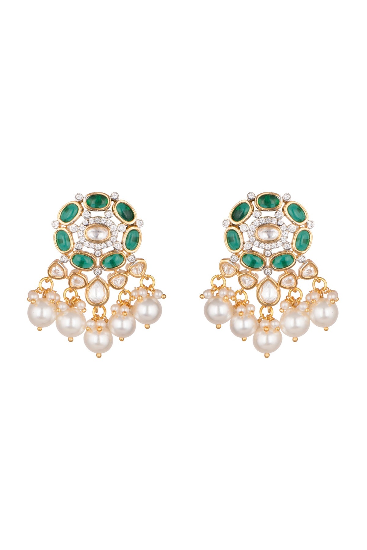 Gold Finish Kundan & Pearl Earrings