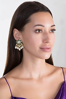 Gold Finish Kundan & Pearl Earrings