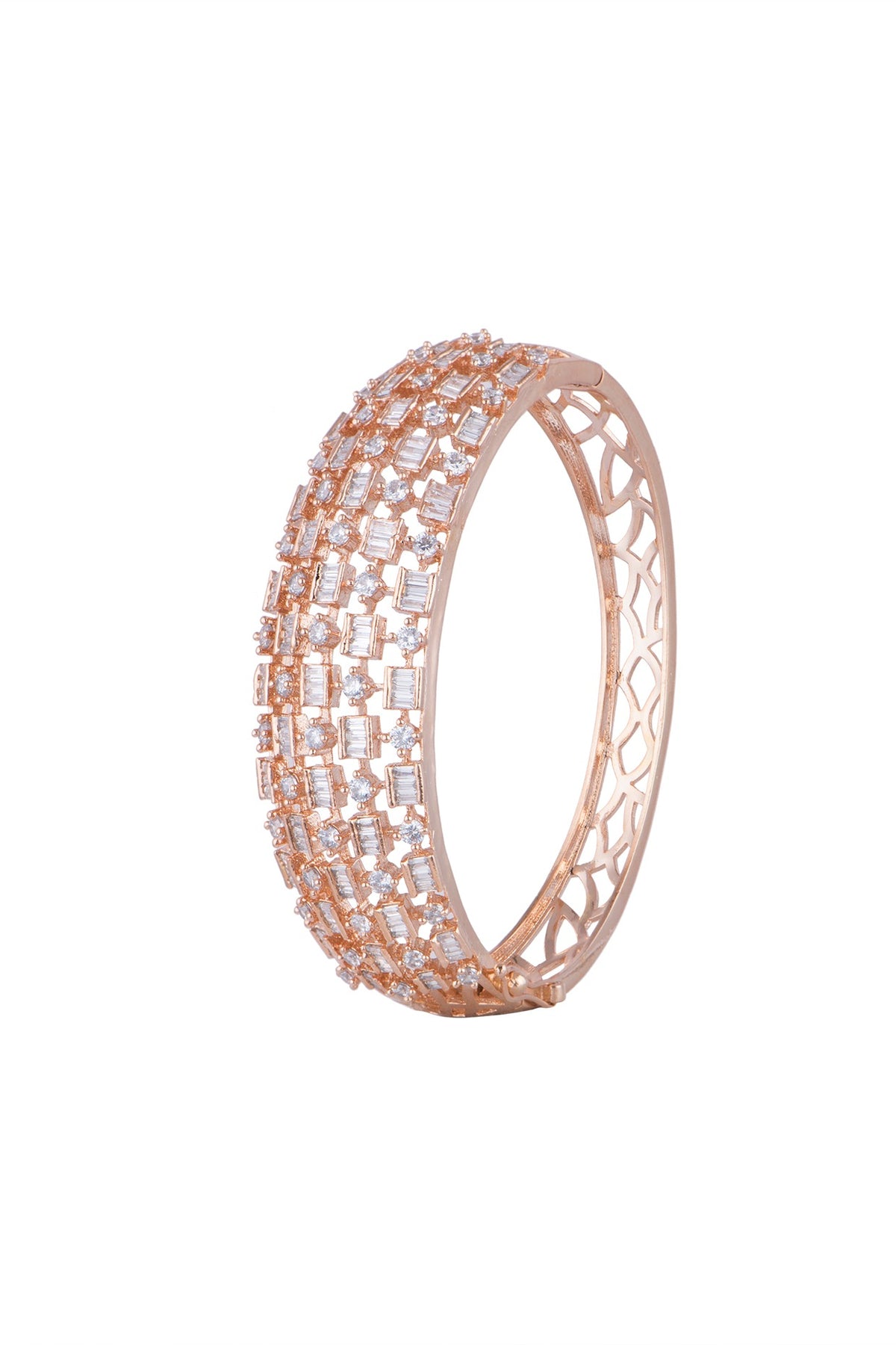 Rose Gold Finish Diamond Openable Kada Bracelet