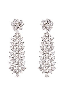 White Finish Faux Diamond Earrings