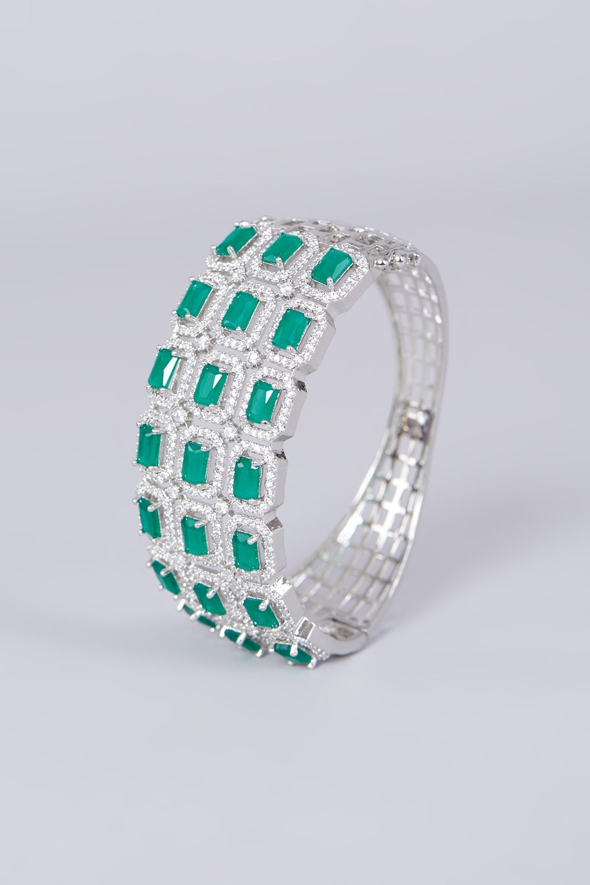 White Finish Faux Diamonds Bangle