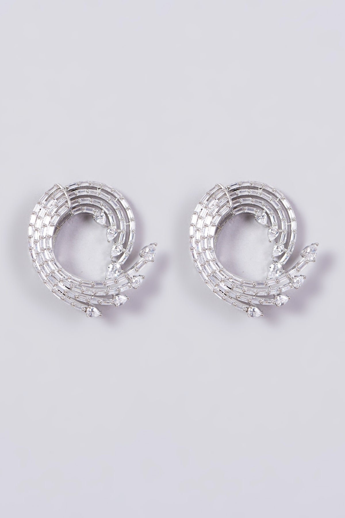 White Finish Stud Earrings With Zircons