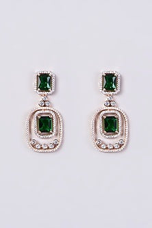 Rose Gold Finish Necklace Set With Green Zircons