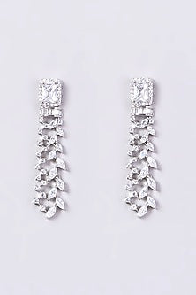 White Finish Faux Diamonds Necklace Set In Mixed Metal