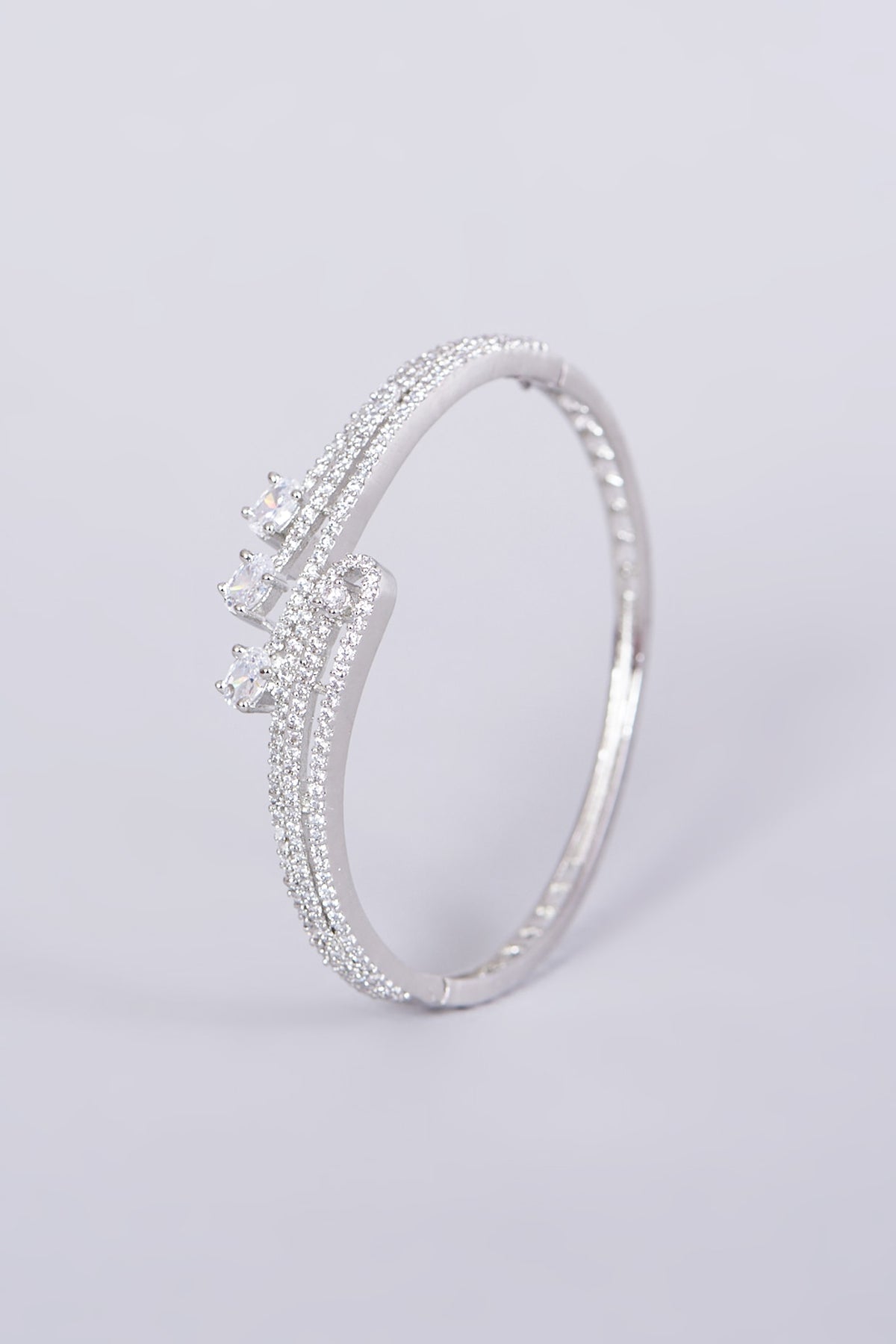 White Finish Faux Diamond Bangle