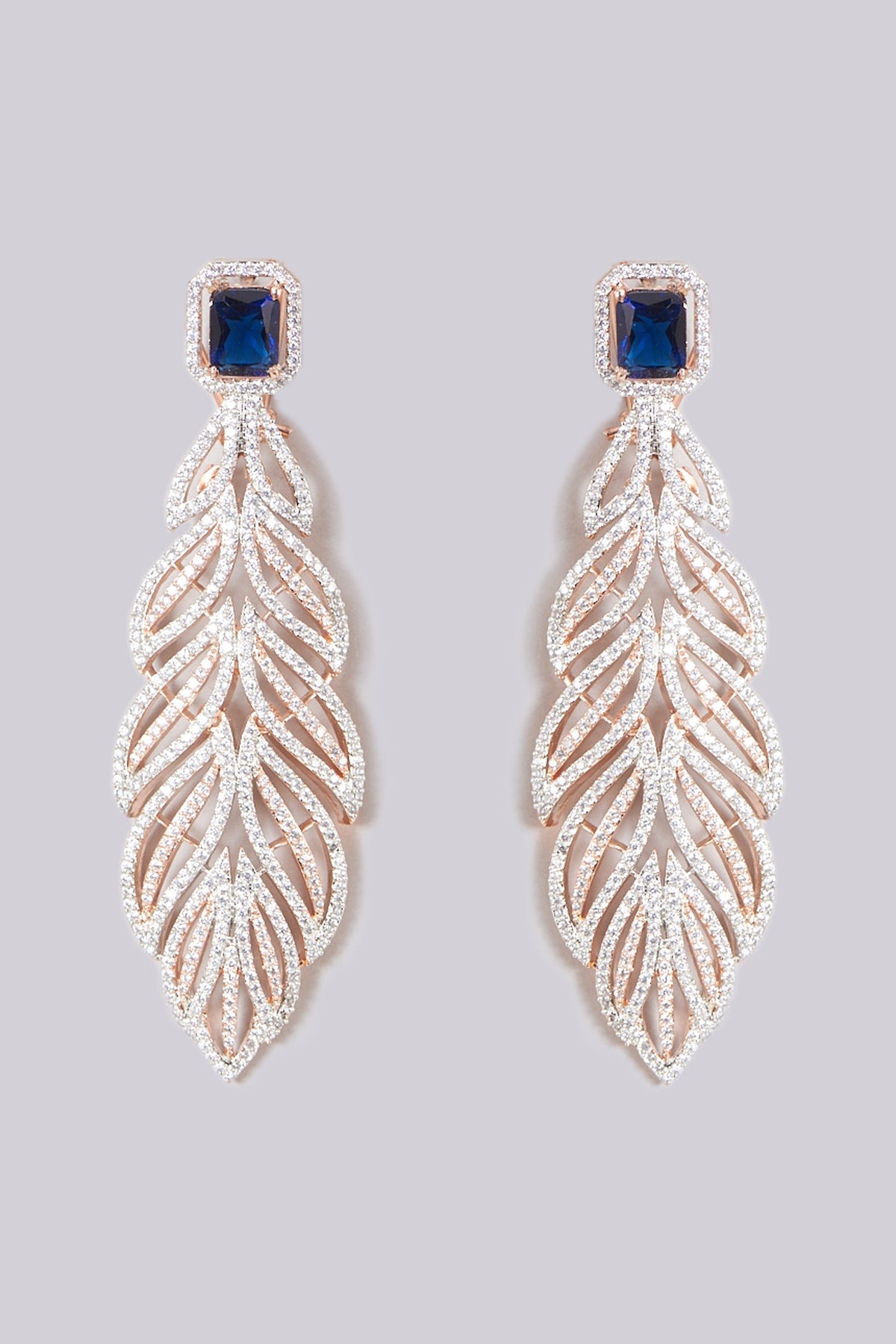 Rose Gold Finish Faux Diamond Earrings