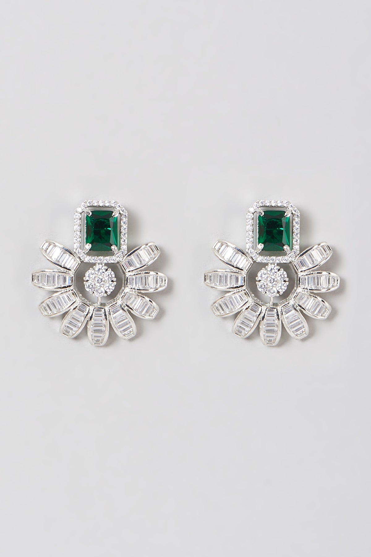 White Finish Faux Diamond Earrings